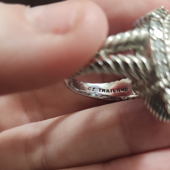 Judith Ripka Sterling Silver Ring with Blue Topaz Marquise Gem And Czs - Picture 7 of 9